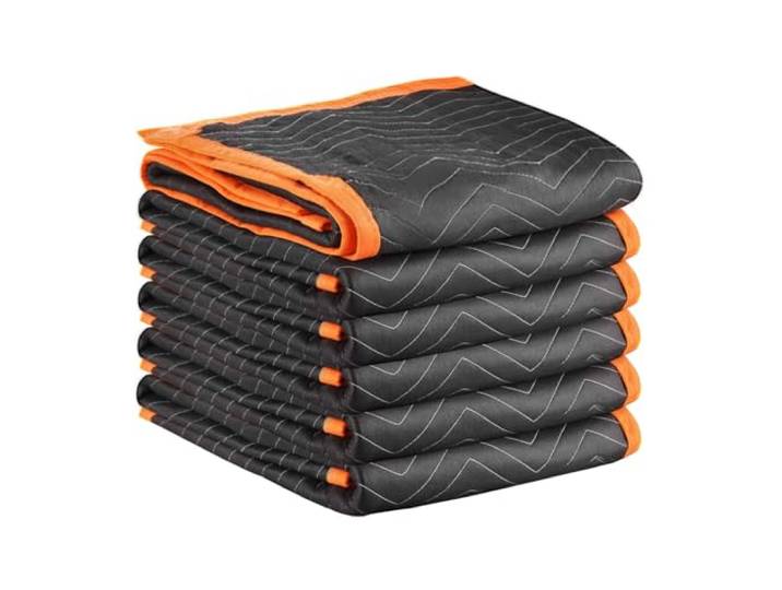 VEVOR Couverture de Déménagement\, Lot de 6\, 183 x 101 cm\, avec Rembourrage en Coton\, Tissu Non Tissé\, Grandes Couvertures Garde Meubles pour Transport\, Emballage\, Protection Rayures Chocs de Meubles