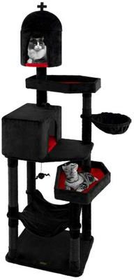 Costway Gothic Cat Tree with 2 Cat Condos and Coffin Bed for Indoor Cats-Black