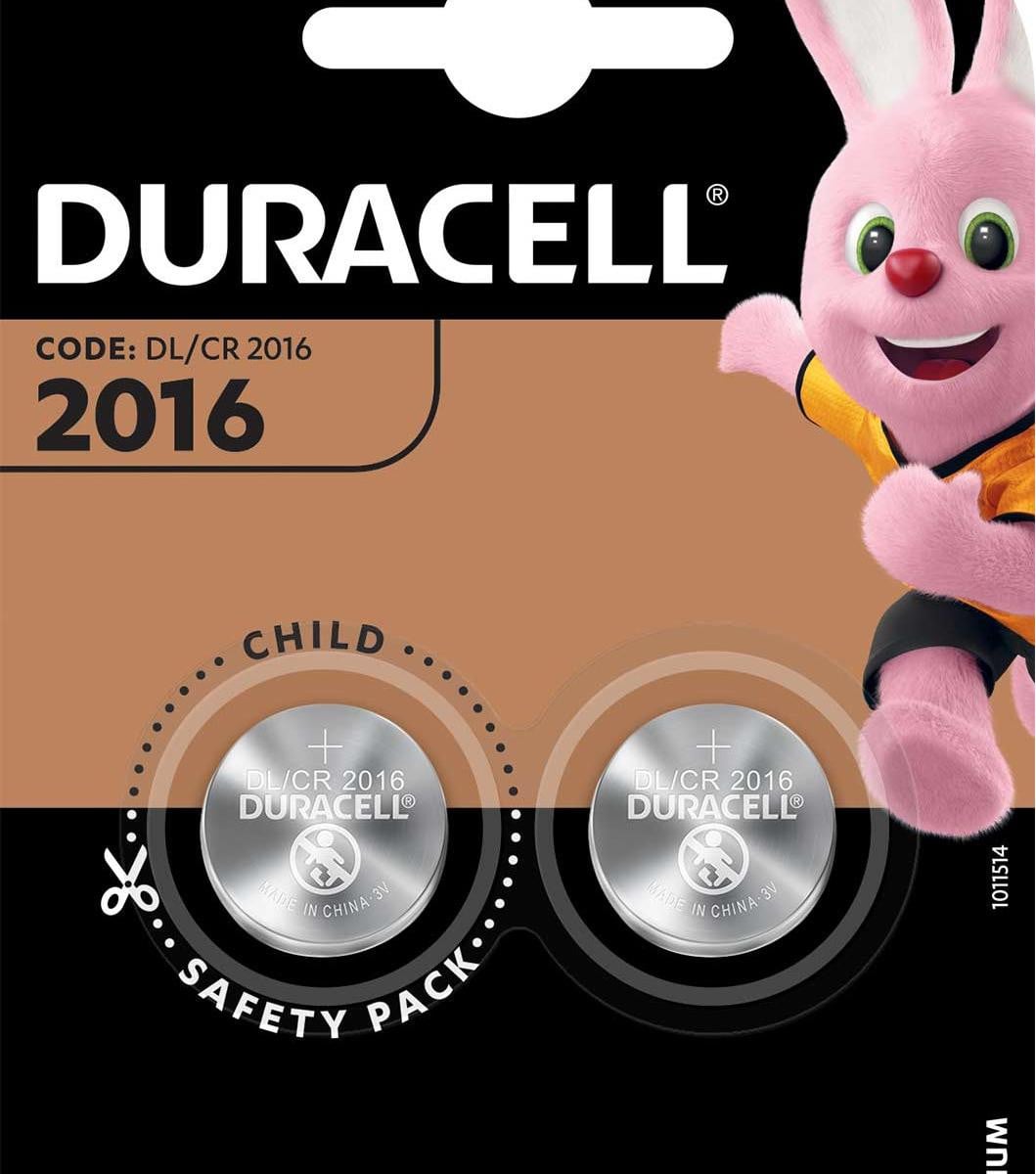Duracell CR2016 Lithium Wegwerpbatterijen 3V, 2 stuks