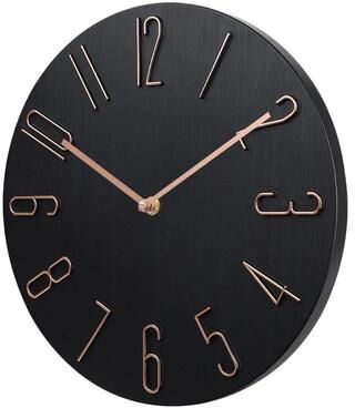 Uplift Picks 30cm Silent Wall Clock With Rose Gold Numbers black Rose Gold Needle 30 Cm