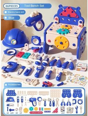 Uplift Essentials Little Builder's Interactive Power Tool Workshop 86p Blue With Drill