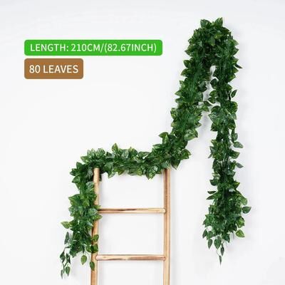 Inspired Finds Artificial Ivy Hanging Vine Garland For Wall Room And Wedding Decor classic Ivy Trail (80 Leaves)