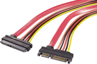 Renkforce SATA-stroomverlengkabel, 1x SATA-combinatieconnector 7+15 polig naar 1x SATA-combinatieaansluiting 7+15 polig, 0,20 meter