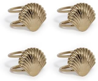 Zodax Cap Ferrat Fan Shell Brass Napkin Rings, Set of 4