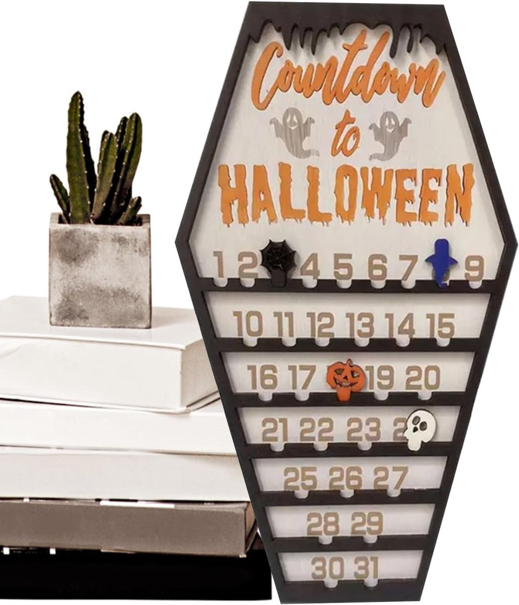 Halloween Adventskalender voor volwassenen - Interactieve feestelijke decoratie - Afmetingen: 25 x 10 x 2 cm