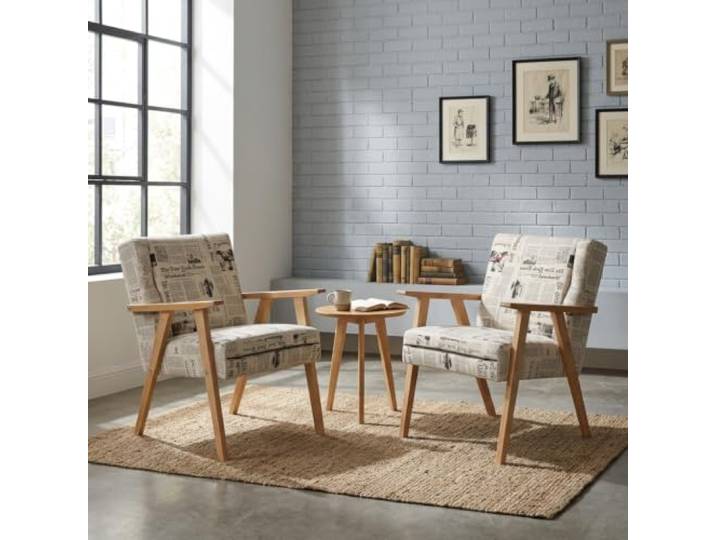 Family Meble 2er-Set Sessel Soler Flowers – 2 Retro-Sessel im Vintage-Stil mit Stoff-Bezug – Schwarz