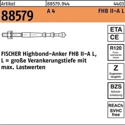 Highbond-Anker R 88579 M16x 145/60 A 4 10 Stück FISCHER