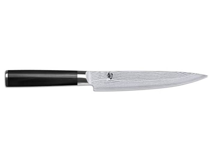 KAI Shun Classic japanisches Fleischmesser 18 cm Klingenlänge - Damastmesser 32 Lagen VG MAX Kern - 61 (±1) HRC - Pakkaholzgriff - Made in Japan - Bratenmesser geschmiedet