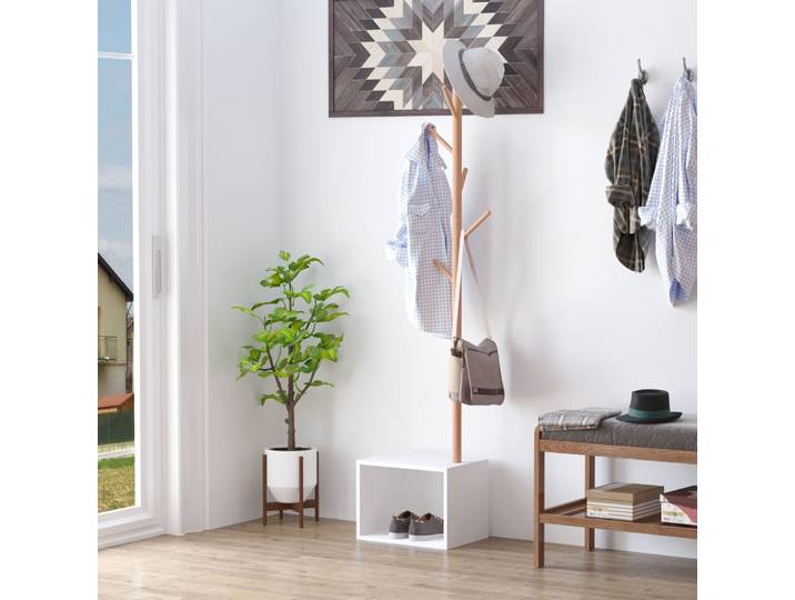 Porte-manteaux blanc bois bambou