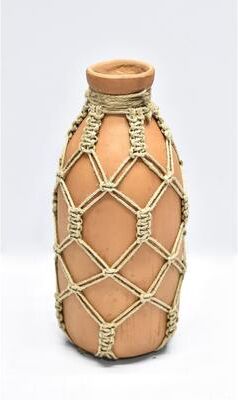 BIDK Home "Vase Sm Mud & Rope Natural Finish Dia 4.5"" & H 9.8"" - NATURAL"