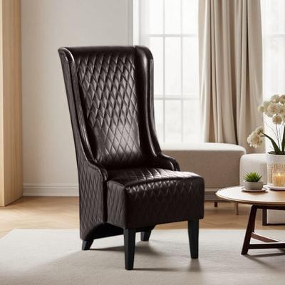 Modern High-Back Wingback Accent Chair, Upholstered Comfy Side Armchair with Thick Cushion & Birch Wood Legs