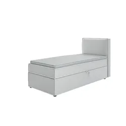 S-STYLE Boxbett mit Stauraum und Topper  H3 Uma ¦ silber ¦ Maße (cm): B: 90 H: 103