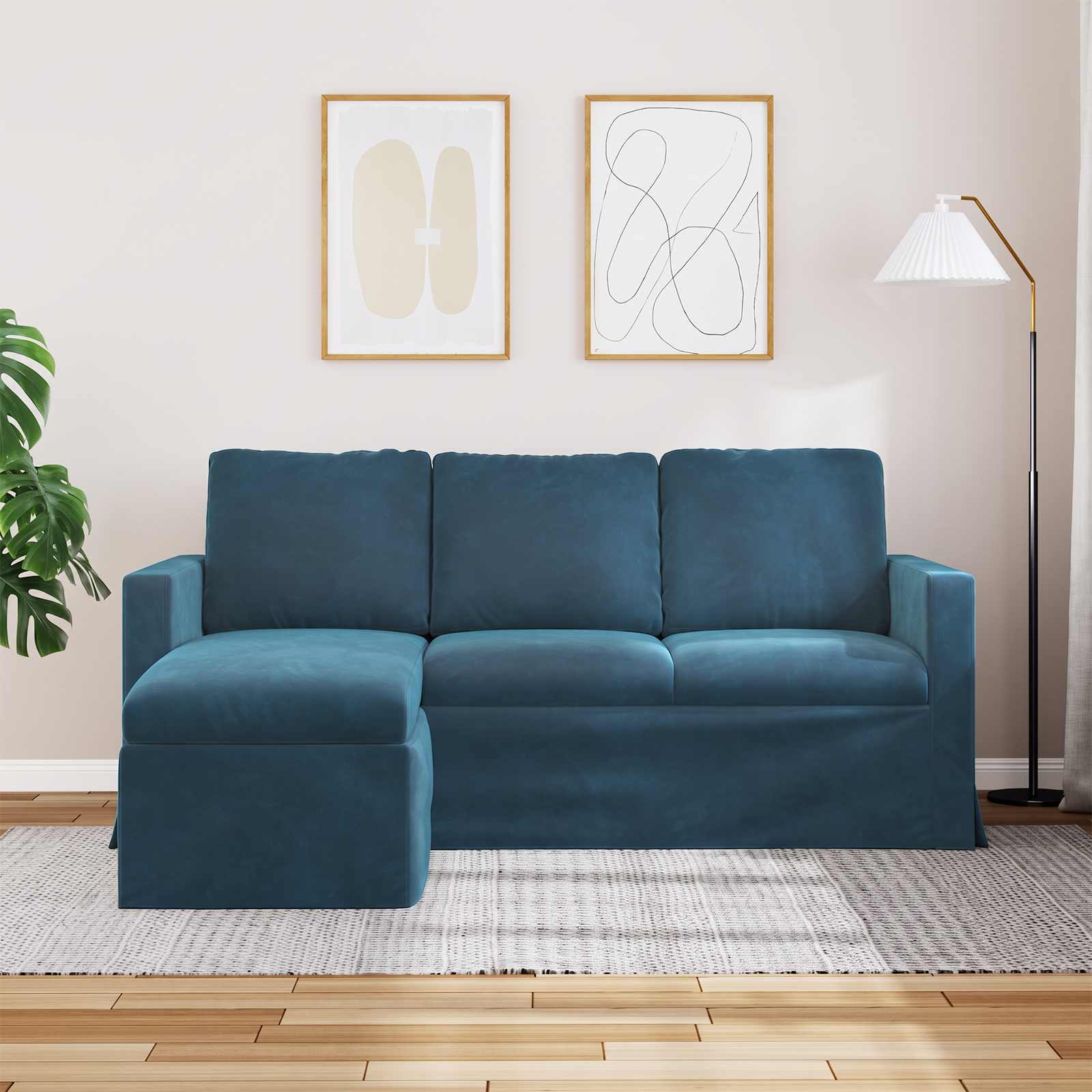 vidaXL Canapé Bleu 178 x 134 x 80 cm Velours