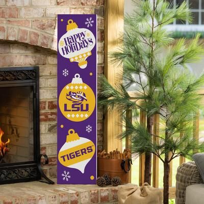 Evergreen "47"" Double Sided Seasonal Porch Leaner, Louisiana State University - 47"" x 11.25"""