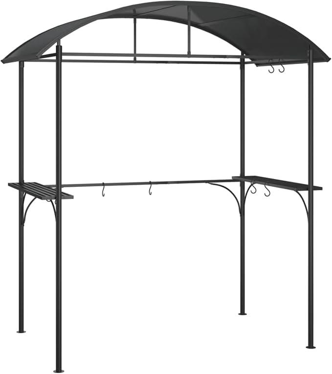 Grillpavillon mit Seitenregalen Gartenzelt Partyzelt Festzelt Bierzelt Witterungsbeständig Metall Gestell Anthrazit 220x115x230 cm