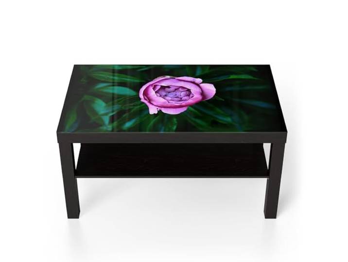 DEQORI Glastisch schwarz groß 90x50 cm Motiv Rosa Blütenzauber ausgefallener Beistelltisch aus Glas Hochglanz Couchtisch fürs Wohnzimmer moderner Couch Tisch mit Design