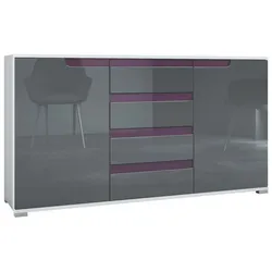 SIDEBOARD Sylt Grau Hochglanz / Brombeer Hochglanz