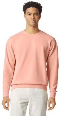 Comfort Colors 1466CC Men's Garment-Dyed Lightweight Fleece Crewneck Sweatshirt in Peachy size Medium   Cotton