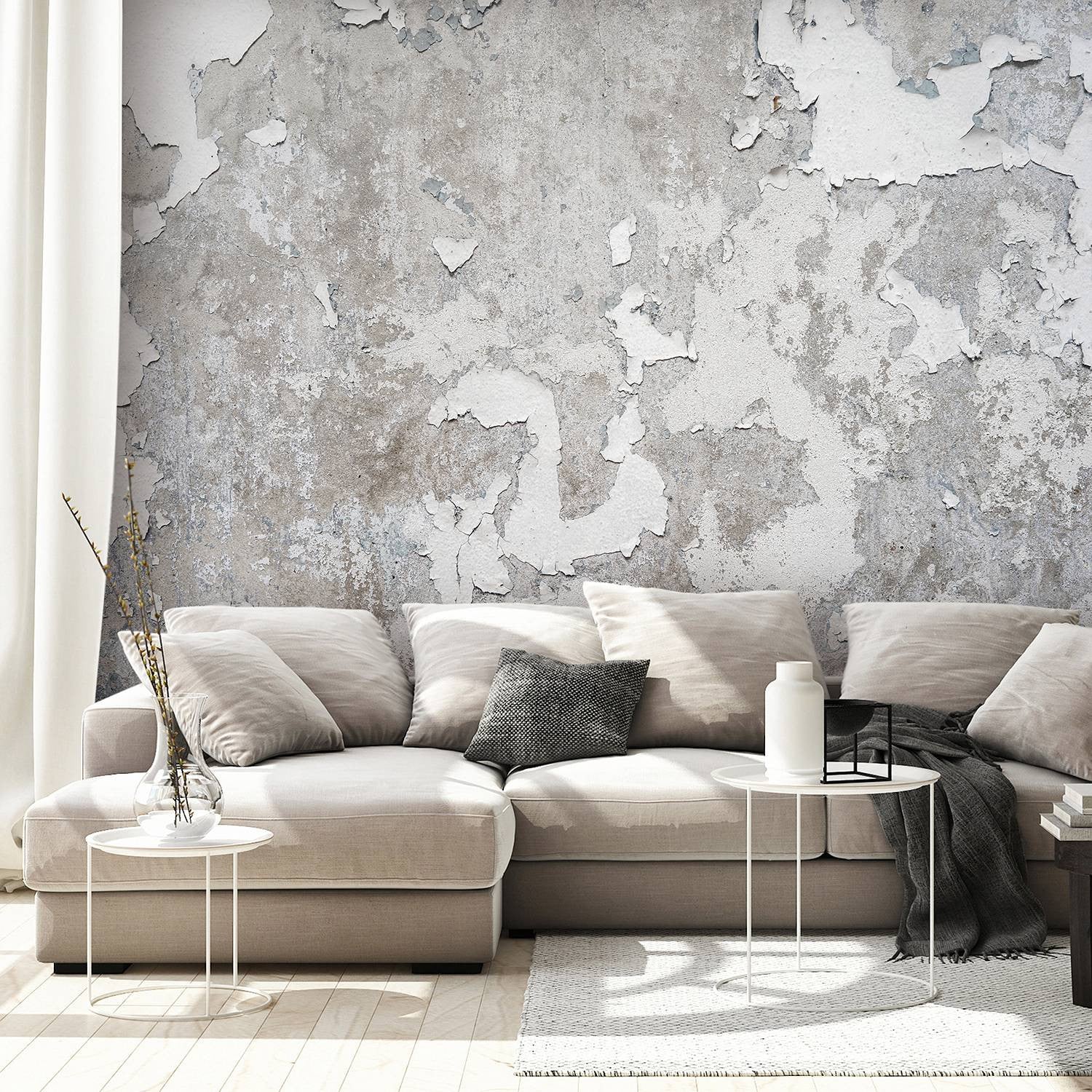 home24 Vlies-fotobehang Greek Frescoes, Grijs, B: 400 cm, H: 280 cm