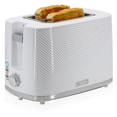 Briebe Elegance Toaster 2 Scheiben Breite Schlitze mit Brötchenaufsatz, 7 Toast Stufen, TA1169WHT, Weiß