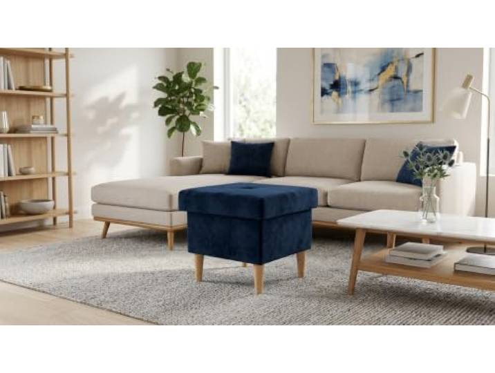 Family Meble Polsterhocker Ari Royal Aura – Fußhocker mit Stoff-Bezug und Stauraum – Türkis · Royal 22