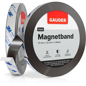 Gauder Magnetband schwarz, stark selbstklebend, 1,8mm Stärke, 15 mm x 3 m