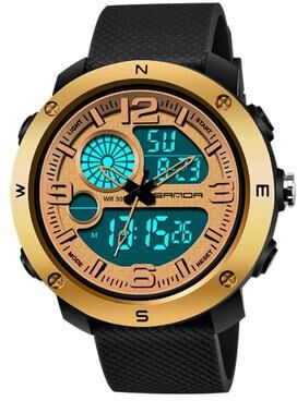 Everyday Crate SANDA 762 Digital Sports Watch For Men Waterproof LED Night Light Multifunction Wrist Watch gold