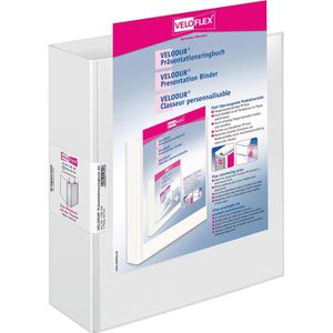 Veloflex Präsentationsringbuch Velodur 1139190, A4, 2 Ringe, Ø 50mm, aus PP, weiß, 2 Außentaschen