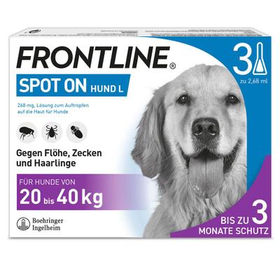 Frontline Spot on H 40 Lösung f.Hunde 3 St Einzeldosispipetten