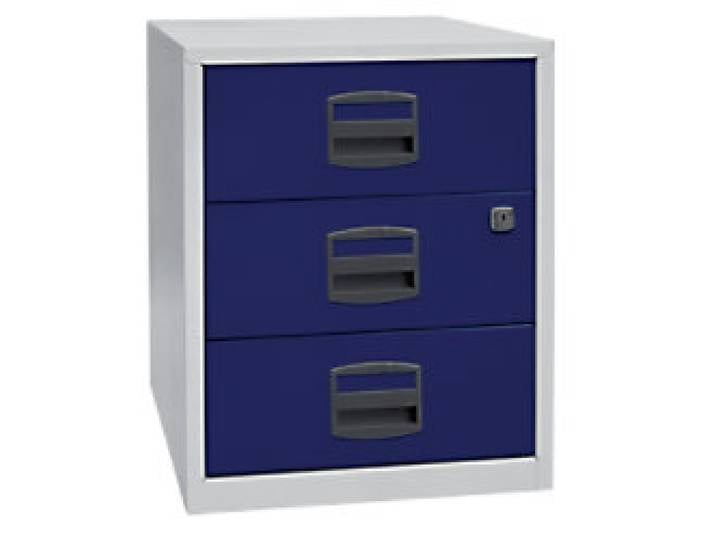 Bisley Home Mobiler Beistellschrank Mobil Lichtgrau, Oxfordblau 413 x 400 x 528 mm