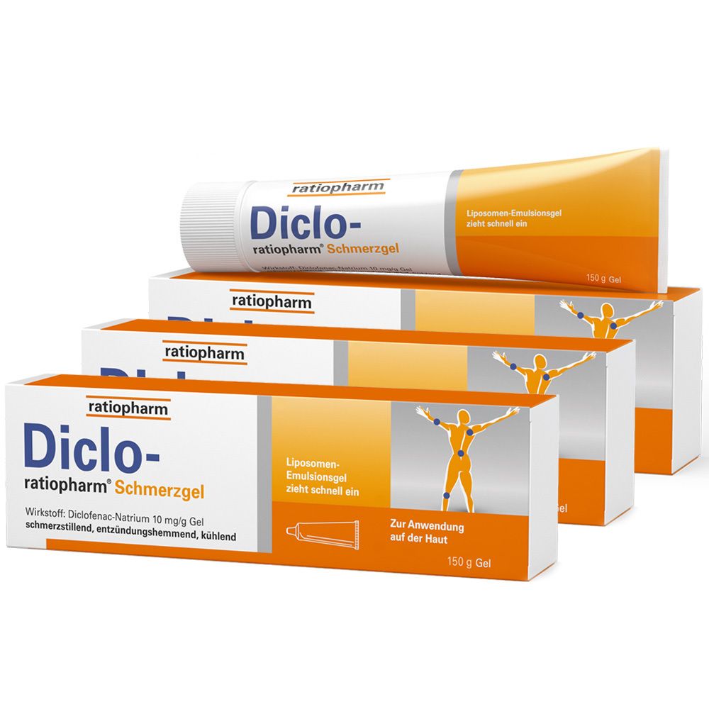 Diclo ratiopharm Schmerzgel - bei Schmerzen Dreierpack 3x150 g Gel