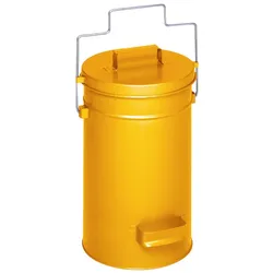 PROREGAL Robuster Sicherheitsbehälter mit Deckel & Tragebügel | HxBxT 38x27x27cm | Verzinkter Stahl | Gelb | Mülleimer Müllbehälter