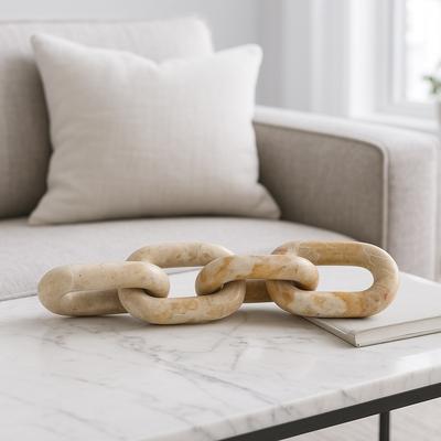 Sagebrook Home Stone Marble Decorative Object Modern Chain Link Sculpture Decor