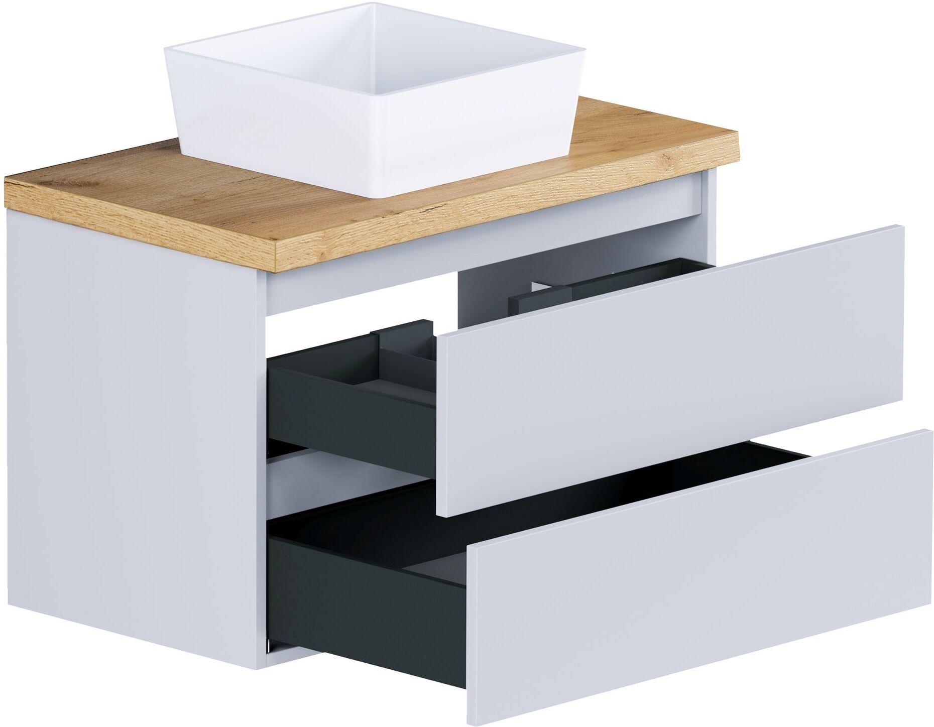 pianura Stella Waschtischunterschrank 80,5 cm mit Aufsatzwaschtisch Sole, Badmöbel, P80039MW+ADP-NA+52KW-SET,