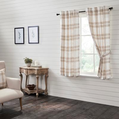 VHC Brands Wheat Plaid Short Panel Set of 2 63x36