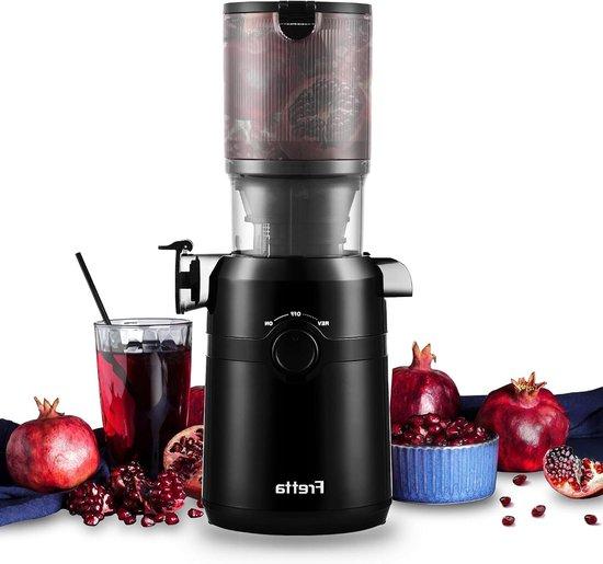 Slowjuicer - Saftzentrifuge - Für die Zubereitung gesunden Saftes - Extra breite Öffnung - 1 Liter Fassungsvermögen - Tiefschwarz