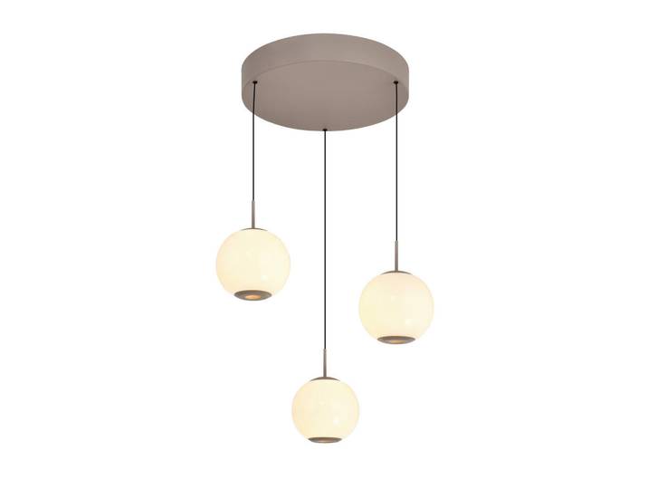 Led-Hängeleuchte Luberon, Sandfarben, Metall, Kunststoff, Glas, 32x150x32 cm, RoHS, höhenverstellbar, 3-fach schaltbar, Backlight-Effekt, Lampen & Leuchten, Innenbeleuchtung, Hängeleuchten, Pendelleuchten