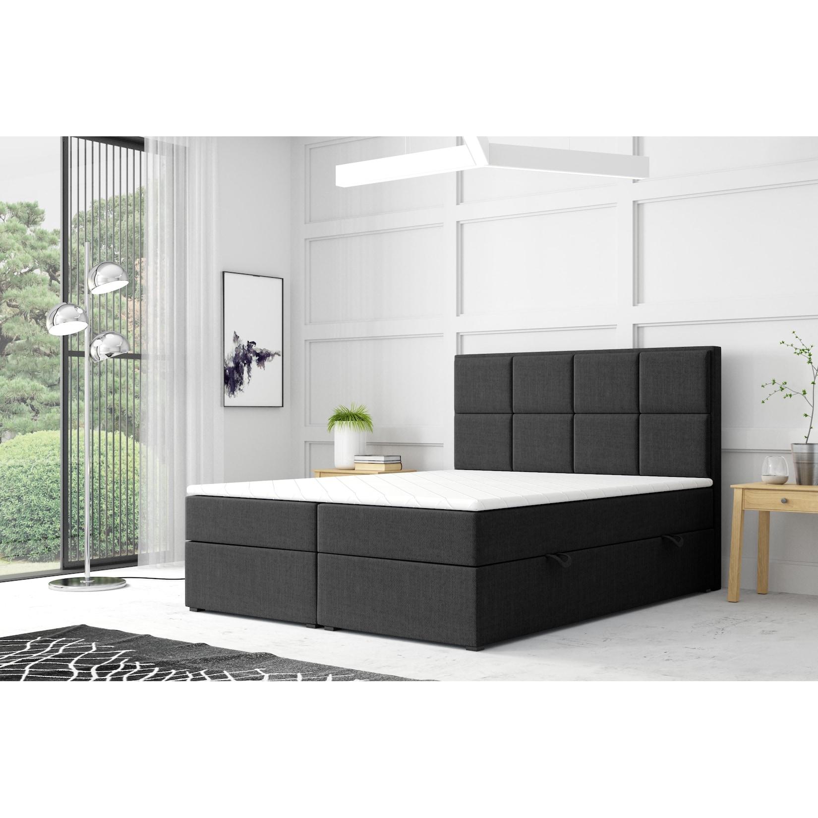 M-Punkt GmbH Boxspringbett NEAPEL mit Bettkasten 180 x 200 cm Schwarz - versch. Ausführungen