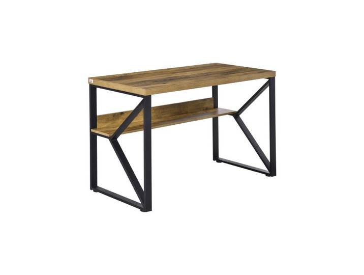 HOMCOM Computer Desk Writing Desk Home Office PC Laptop Workstation with Storage Shelf 120 x 60 x 76cm Black Brown Wood Effect