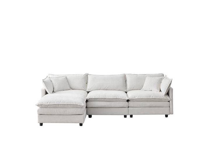 Komhtom Ecksofa -Bequemes L-Sofa für kleine Wohnungen, Beige, Mode, 267x154 cm, Wohnzimmer, Sofas & Couches, Wohnlandschaften, Ecksofas