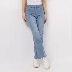 EVA LUTZ Jeanshose Allover-Druck lange Form gerades Bein