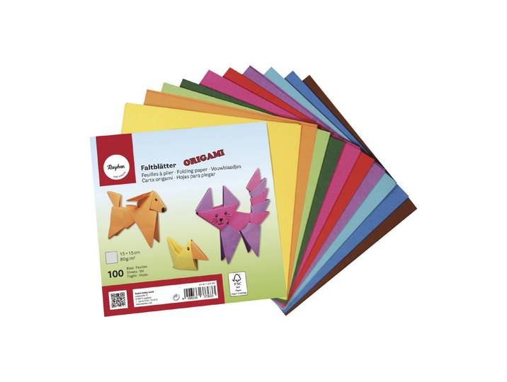Rayher Origami-Faltblätter FSC Mix Credit Grau 15 × 15 cm 100 Stück