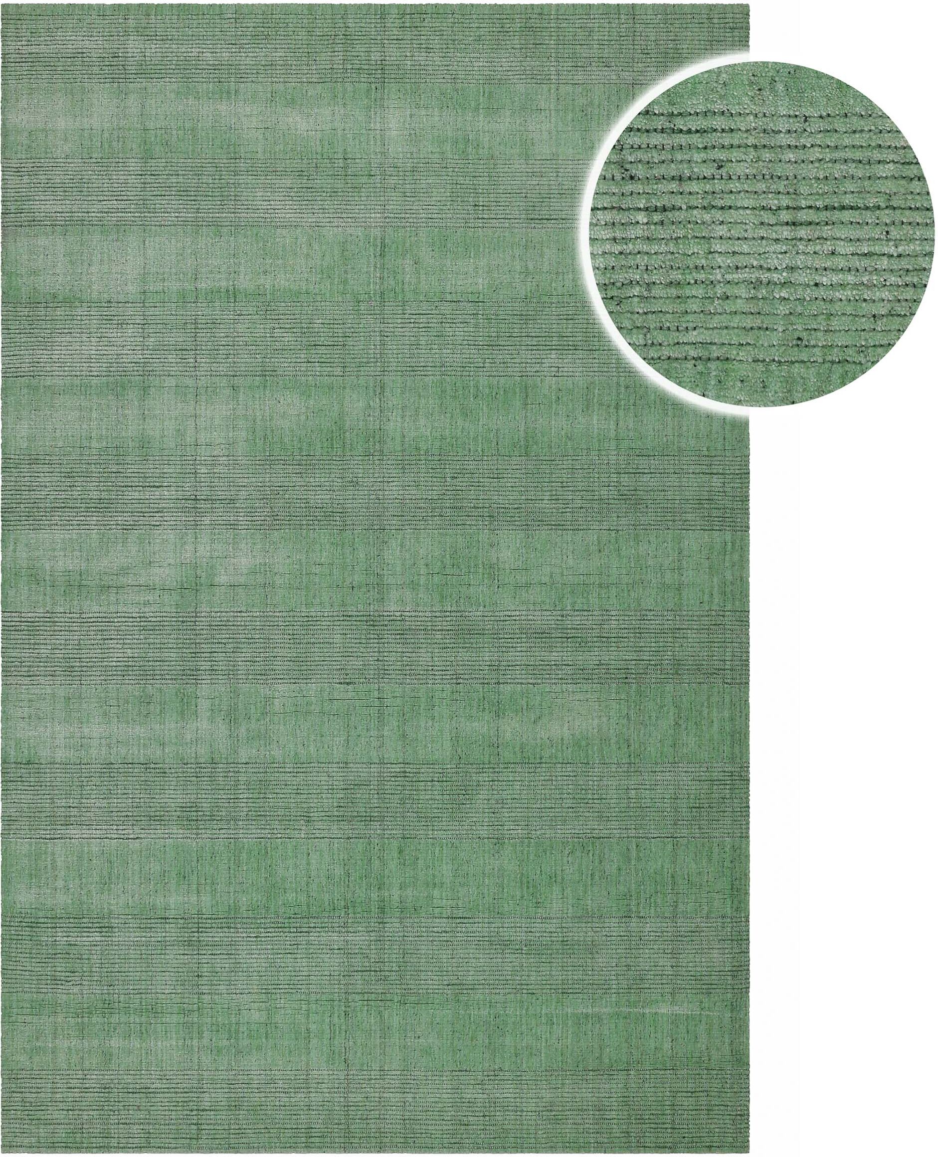 Teppich WECON HOME "Seattle", grün (blass grün), B:140cm H:11mm L:200cm, Lyocell, Teppiche, Teppich, Kurzflorteppich, handgewebt, TENCEL & Schurwolle, Streifen, Wohnzimmer blass grün B : 140cm 1 Stk., 11mm, L: 200cm