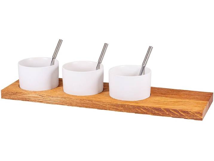 Snackschale KADASTAR Trio gross , weiss (braun), B:14cm L:50cm, Holzwerkstoff, Schüsseln, Snackschale