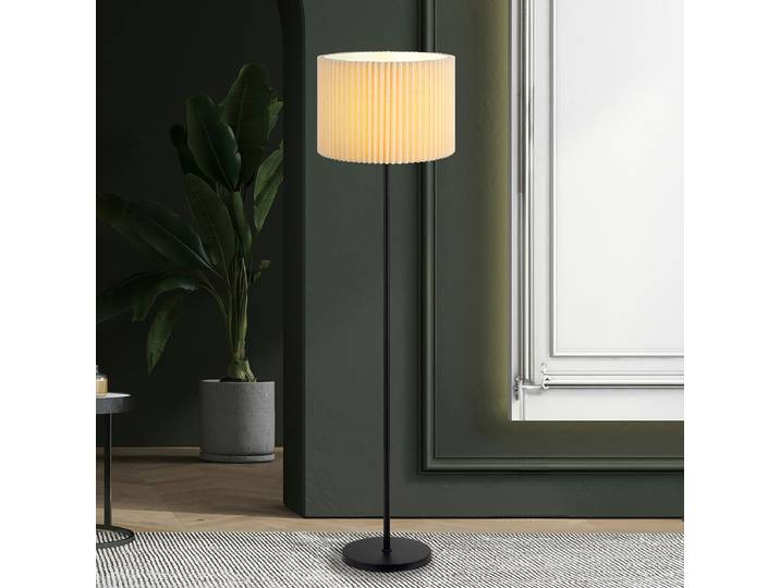 Lampadaire Ø 38cm Beige Tissé à plat LED E27