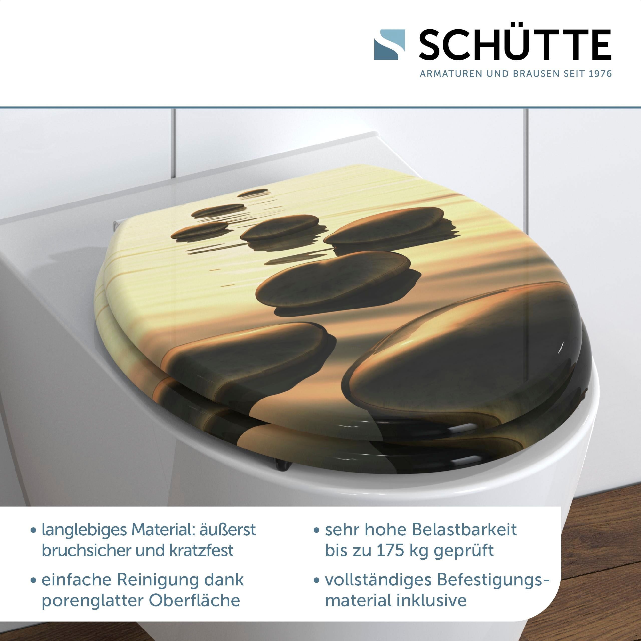 WC-Sitz SCHÜTTE "Sea Stone", braun, B:370cm L:435cm, MDF - Mitteldichte Holzfaserplatte, WC-Sitze, WC-Sitz, MDF-Holzkern braun Einheitsgröße