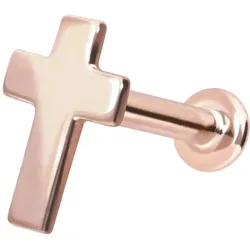 14 Karat Gold Labret mit Innengewinde KREUZ