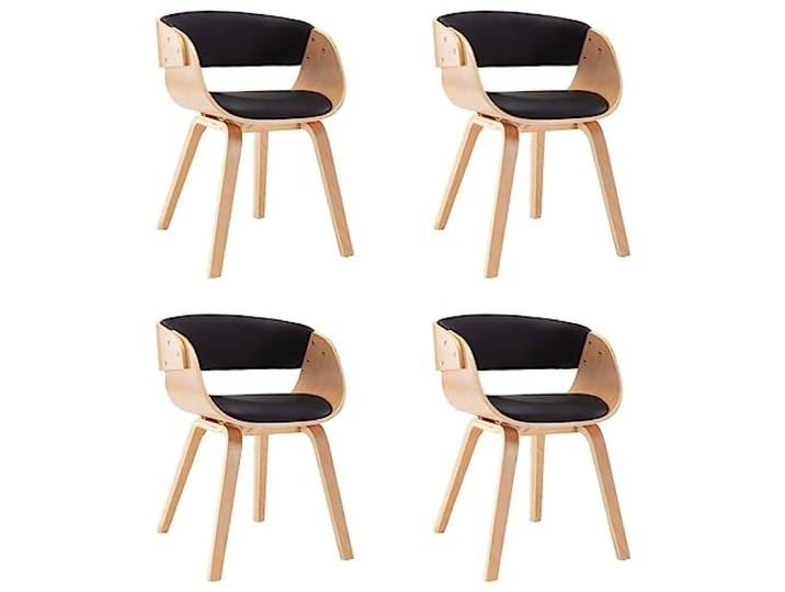 KGHERMDF Esszimmerstühle 4 STK, Schwarz, Bugholz Und Kunstleder Weiche Polsterung, Pflegeleichte Oberfläche, Stabiler Holzrahmen, Modernes Design