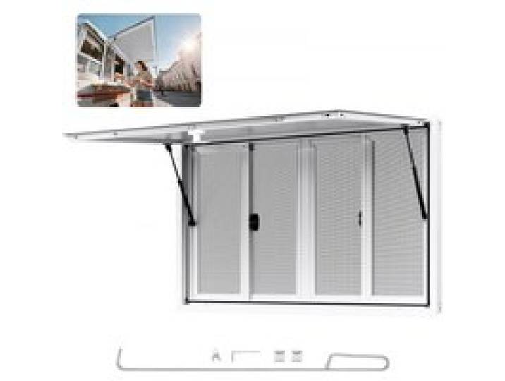 VEVOR Fenêtre de Concession pour Camion Restaurant 134,6x83,8 cm, Fenêtre de Service pour Stand de Vente, Cadre en Alliage d'Aluminium, 4 Moustiquaires, Porte à Auvent et Crochet de Traction