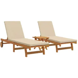 vidaXL, Liegestuhl, Linlindorf (2x sun lounger +table) (63 cm)